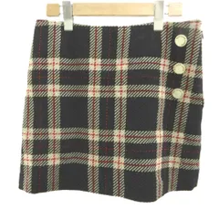 マリークワント MARY QUANT スカート ミニスカート ウール M 黒 ブラック ベージュ 赤 レッド チェック柄 サイドボタン /NP ■ECB005のサムネイル