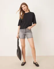 エイソス レディース トップス Tシャツ クロップド ASOS DESIGN boxy cropped tshirt Black ブラックのサムネイル