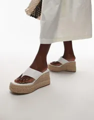 トップショップ レディース シューズ サンダル Topshop Heidi toe thong espadrille wedges WHITE ホワイトのサムネイル