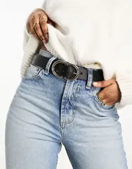 エイソス レディース アクセサリー ベルト ジーンズ ASOS DESIGN waist and hip jeans belt Black ブラックのサムネイル