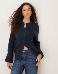 エイソス レディース アウター カーディガン ニット ASOS DESIGN knit raglan cardigan Navy ネイビーのサムネイル