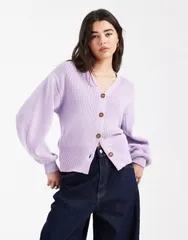 エイソス レディース アウター カーディガン ASOS DESIGN power sleeve cardigan in lilac ライラックのサムネイル