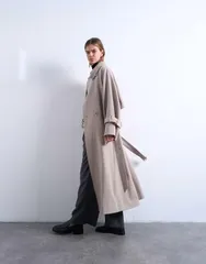 トップショップ レディース アウター コート Topshop oversized clean tailored trench coat with dropped armholes in stone スのサムネイル
