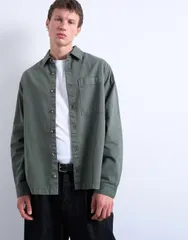 トップマン メンズ トップス シャツ Topman long sleeve washed overshirt Khaki カーキのサムネイル