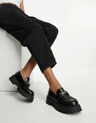 エイソス レディース シューズ スリッポン・ローファー ローファー ASOS DESIGN Masterpiece chunky loafer Black ブラックのサムネイル