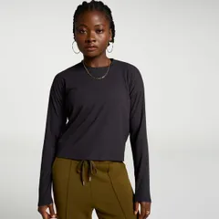 キャリー レディース トップス Tシャツ CALIA Womens Everyday Riboxy Long Sleeve Tee Pure Black ブラックのサムネイル