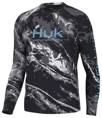フック メンズ トップス Tシャツ クルーネック HUK Mens Mossy Oak Pursuit Crew Neck Long Sleeve TShirt MOE SW MIDNIGHTのサムネイル