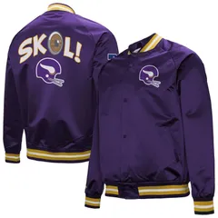 ミッチェルネス メンズ アウター ジャケット・ブルゾン ヴィンテージ サテン ダウン Mens Mitchell Ness Purple Minnesota Vikings Vintage Doublのサムネイル