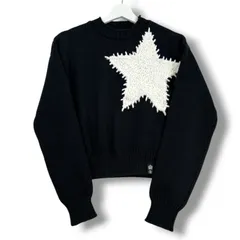 DOUBLE STANDARD CLOTHING ダブルスタンダードクロージング スターモチーフ インターシャニット セーター ニット トップス 星 スター ショート丈 ブラック 黒 サイズ38 レディース 秋 冬 ゴーゴー古着久喜倉庫店 4 No.2767のサムネイル