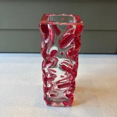 【東あずま店 併売品】 ノリタケ　NORITAKE　花瓶 レッド 赤 朱色 RED 瀬戸物 フラワーベース　うつわ 器　赤　RED　レッド　朱色　透明　クリア　硝子　がらす　ガラスのサムネイル
