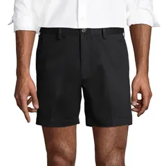 ランズエンド メンズ ボトムス ハーフパンツ・ショーツ ショートパンツ Mens Lands End Comfort Waist 6inch NoIron Chino Shorts Black ブラッのサムネイル
