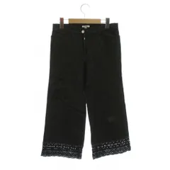 レストローズ L'EST ROSE デニム ジーンズ M 黒 クロップド丈 レース裾 ワイドシルエット /JPのサムネイル