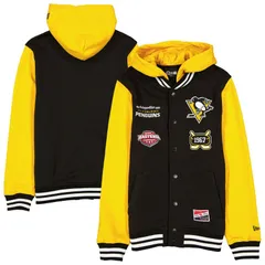 ニューエラ メンズ アウター ジャケット・ブルゾン フリース パーカー Mens New Era BlackGold Pittsburgh Penguins FullSnap Fleece Hoodiのサムネイル