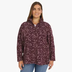 ランズエンド レディース アウター ジャケット・ブルゾン プラスサイズ フリース Plusize Lands End Powder Fleece QuarterZipullover Top Wineのサムネイル