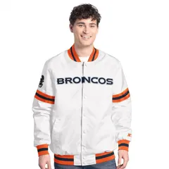 スターター メンズ アウター ジャケット・ブルゾン Menstarter White Denver Broncoscout FullSnap Varsity Jacket Den White ホワイトのサムネイル
