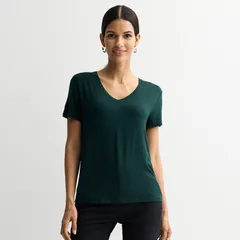 ナインウェスト レディース トップス Tシャツ Vネック Womens Nine West Essential VNeck TShirt Wild Pineのサムネイル