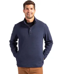 カッターアンドバック メンズ アウター ジャケット・ブルゾン フリース Cutter Buck Hunts Pointextured Fleece Recycled Mensnapullover Naのサムネイル