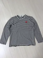 (サムスン)コム・デ・ギャルソン ストライプ ハートワッペン ロング スリーブ 長袖 Tシャツ xlのサムネイル
