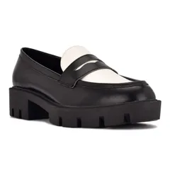 ナインウェスト レディース シューズ スリッポン・ローファー Nine West Maibel Womens Loafers Black White ホワイトのサムネイル