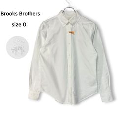 ブルックスブラザーズ Brooks Brothers 綿100% コットン シャツ ブラウス ボタンダウン 長袖 刺繍ロゴ クラシックフィット 白 ホワイト サイズ0 S オフィスカジュアル 通勤 通学 きれいめ シンプル 定番 トラッド 美品のサムネイル