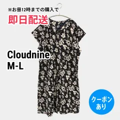 Cloudnine クラウドナイン ワンピース M-L ブラック コットン 花柄・ボタニカル柄 その他総柄 半袖 ひざ丈 ミモレ・半端丈 レディースのサムネイル