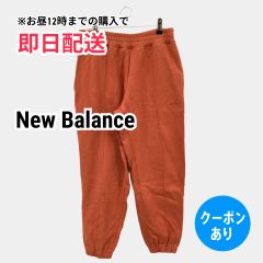 New Balance ニューバランス スウェットパンツ オレンジ 無地 ワンポイント ブランドロゴ ワイド・ルーズ レギュラー ウエストゴム・紐 レディース