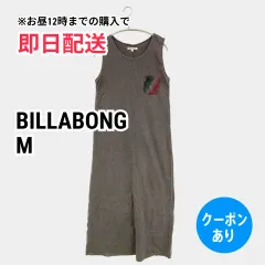 BILLABONG ビラボン ワンピース M グレー コットン 無地 前面プリント 袖なし ロング・マキシ丈 タイト レディースのサムネイル