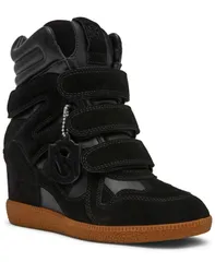 スティーブ マデン レディース シューズ スニーカー Steve Madden Womens Mavis HighTop Wedge Sneakers Black Suede ブラックのサムネイル