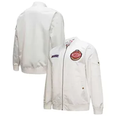 ミッチェルネス メンズ アウター ジャケット・ブルゾン サテン Mens Mitchell Ness White Golden State Warriors Hardwood Classics Nigのサムネイル