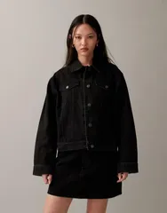 エイソス レディース アウター ジャケット・ブルゾン デニム ASOS DESIGN oversized 90s denim jacket Black ブラックのサムネイル