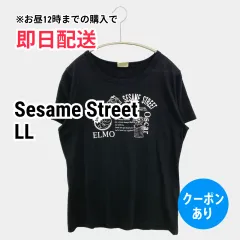 Sesame Street セサミストリート Tシャツ/カットソー LL ブラック 無地 前面プリント ミドル丈 半袖 ボートネック メンズのサムネイル