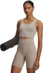 アンダーアーマー レディース トップス タンクトップ Under Armour Womens Meridian Fitted Crop Tank Timberwolf TaupeTbrwlf Tpeのサムネイル