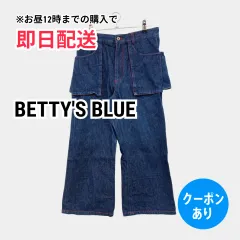 BETTY'S BLUE ベティーズブルー デニムパンツ ネイビー クロップド・半端丈 無地 バックプリント ブランドロゴ スタンダード フレア・ブーツカット レギュラー レディースのサムネイル