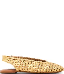 スティーブ マデン レディース シューズ パンプス レザー Steve Madden Rumi Leather Woven Slingback Flats Gold ゴールドのサムネイル