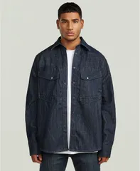 ジースター メンズ トップス シャツ GStaraw Mens Dakota Regular Collared Overshirt Neo raw denim デニムのサムネイル