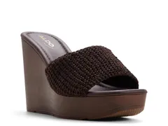 アルド レディース シューズ サンダル Aldo Grounded Wedge Sandal Dark Brown Fabric ブラウンのサムネイル