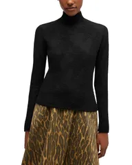 ガニー レディース アウター ニット・セータートルネック シアー GANNI Sheer Flower Jacquard Turtleneck Sweater Black ブラックのサムネイル