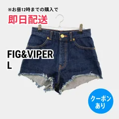 FIG&VIPER フィグアンドヴァイパー デニムパンツ L ネイビー ショート・ひざ上丈 無地 スタンダード レギュラー リジッド・ワンウォッシュ レディースのサムネイル