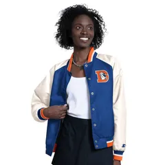 スターター レディース アウター ジャケット・ブルゾン Womenstarter BlueWhite Denver Broncos Raglan Blitz FullSnap Varsity Jackのサムネイル