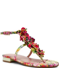 ベッツィジョンソン レディース シューズ サンダル Betsey Johnson Kenedy Flower and Rhinestonembellished Thong Sandals Greenのサムネイル