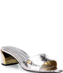 ダナキャラン レディース シューズ サンダル プリント Donna Karan Sangria Snake Print Foil Slide Dressandals Pink Sand ピンクのサムネイル