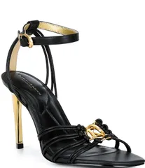 ダナキャラン レディース シューズ サンダル アンクル ヒール Donna Karan Brielle Higheel Ankle Strap Stiletto Dressandals Black ブのサムネイル