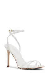 スティーブ マデン レディース シューズ ヒール サンダル アンクル Steve Madden Ankle Strap Stiletto Sandal White Leather ホワイトのサムネイル