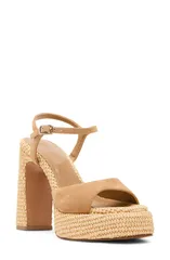 スティーブ マデン レディース シューズ ヒール プラットフォーム サンダル Steve Madden Liandra Platform Sandal Tan Suede タンのサムネイル