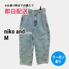 niko and ... ニコアンド デニムパンツ M スカイブルー クロップド・半端丈 無地 サルエル テーパード ハイウエスト ヴィンテージ レディースのサムネイル