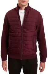 テッドベーカー メンズ アウター ジャケット・ブルゾン Ted Baker Durano Quilt Front Piqu Jacket Maroon マルーンのサムネイル