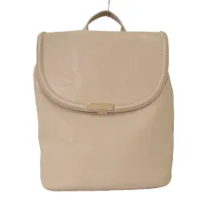 チャールズ&キース  CHARLES&KEITH バックパック リュックサック デイパック ロゴ金具 無地 レザー風 ベージュ ■ECA006のサムネイル