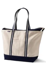 ランズエンド レディース バッグ Lands End Zip Top Long Handle Canvas Tote Bag NaturalNavy Stripe ネイビーのサムネイル