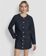 【送料無料】 ダナキャランニューヨーク レディース ジャケット・ブルゾン アウター Womens Crew Neck Denim Jacket Fearlessのサムネイル