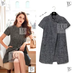 シャネル ジャケット コート CHANEL 15S グレー スタンドカラー スプリング 半袖 70万 カール・ラガーフェルド 超美品 34のサムネイル